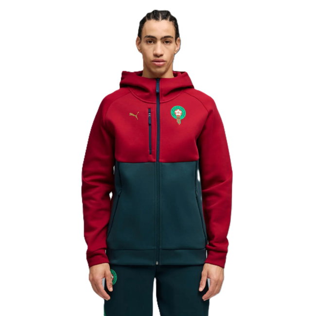 2026-2027 Morocco PumaTECH FZ Hoody (Dark Crimson)-SoccerKits Hub | Buy Soccer Jerseys Online